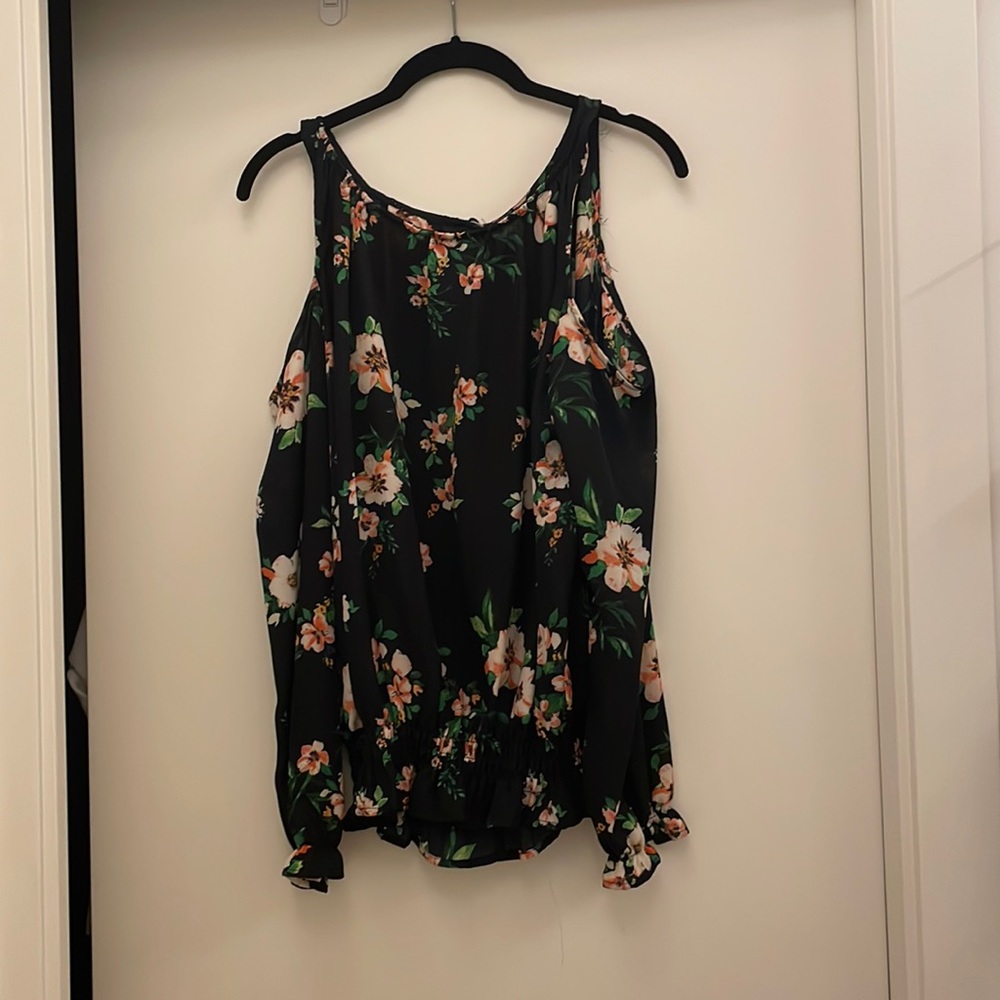Open Shoulder Flower Blouse by Allison Joy